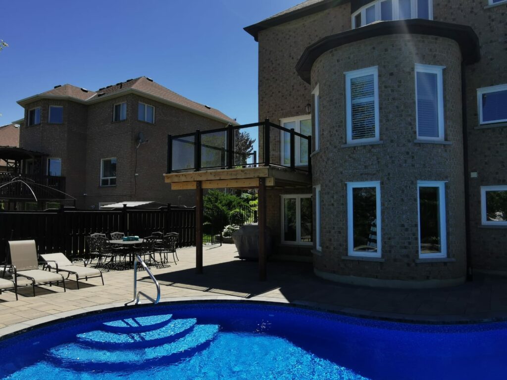 glass railings for wood deck toronto